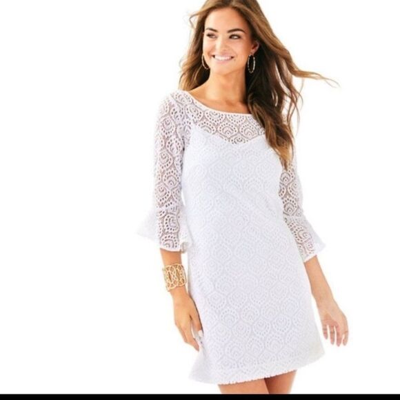 Lilly Pulitzer Fontaine Dress Flowing Leaf Lace - Picture 1 of 6